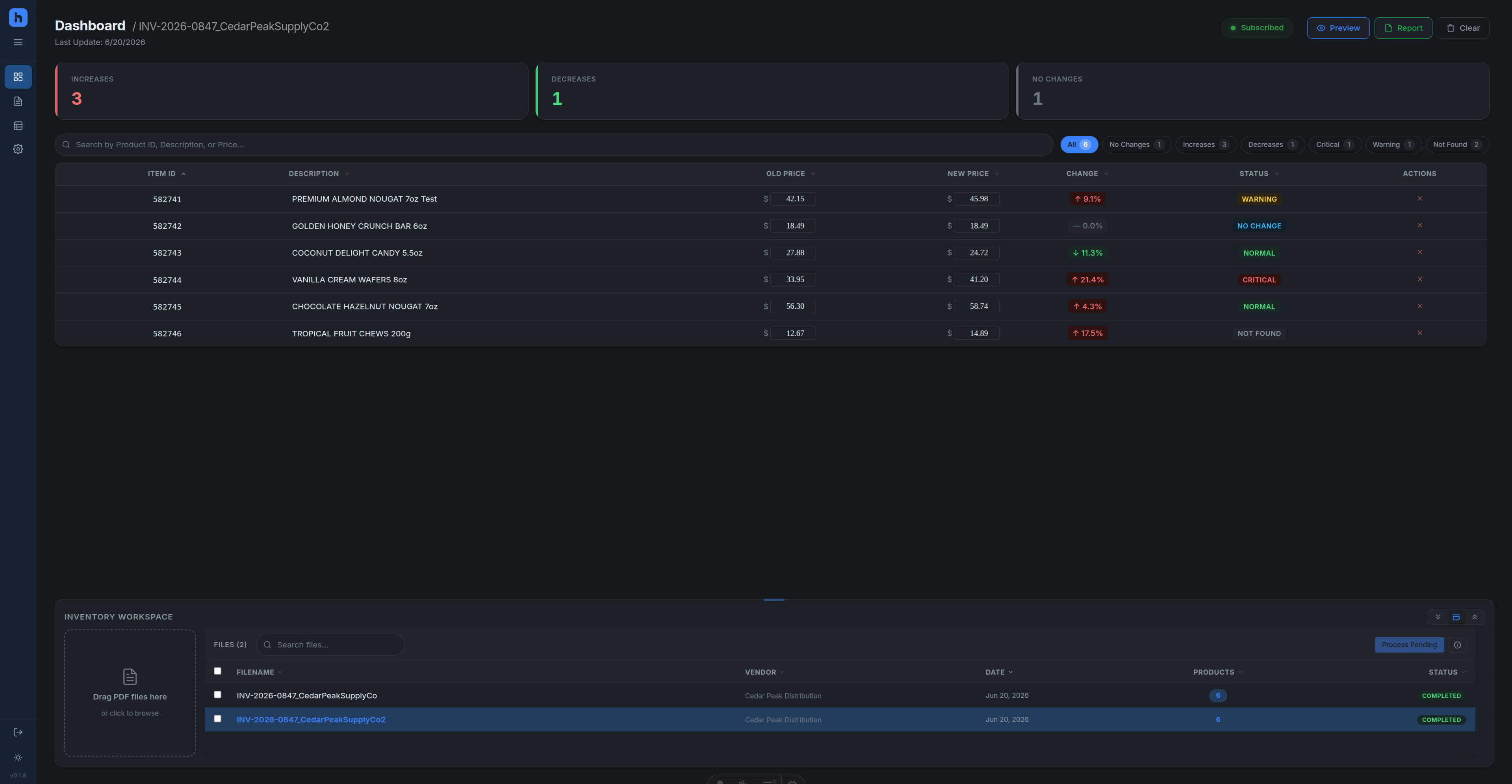 Inventra dashboard preview
